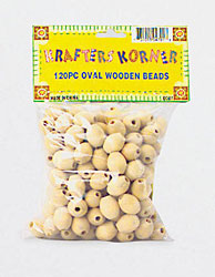 120 PC OVAL WOOD BEADS X4