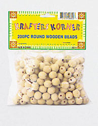 200PC ROUND WOOD BEADS X4