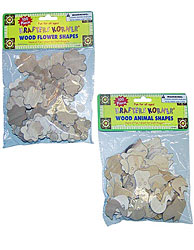 100 PC WOOD ANML/FLW SHPS