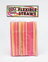 200 NEON FLEX STRAWS X5..
