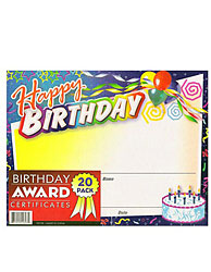 20PK BDAY AWARD CERTIFICT