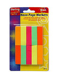 10 NEON STICK ON NOTES