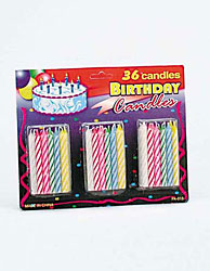 36PC ASST BDAY CANDLS X4