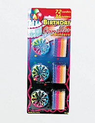 72PK CANDLES W/HLDR